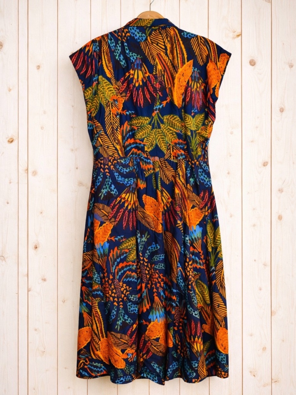 Live 4 Truth Navy Tropical Midi Shirt Dress~Button-Up Resort Duster Style ~ XL - Picture 7 of 12